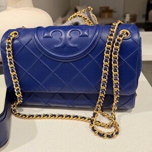 Tory Burch Royal Blue Quilted Shoulder Bag